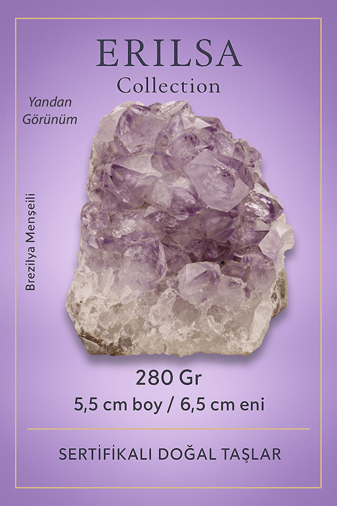 Sertifikalı Ametist Taşı Kütlesi 280 Gr – Ham Doğal Kristal Dekoratif Taş Parçası
