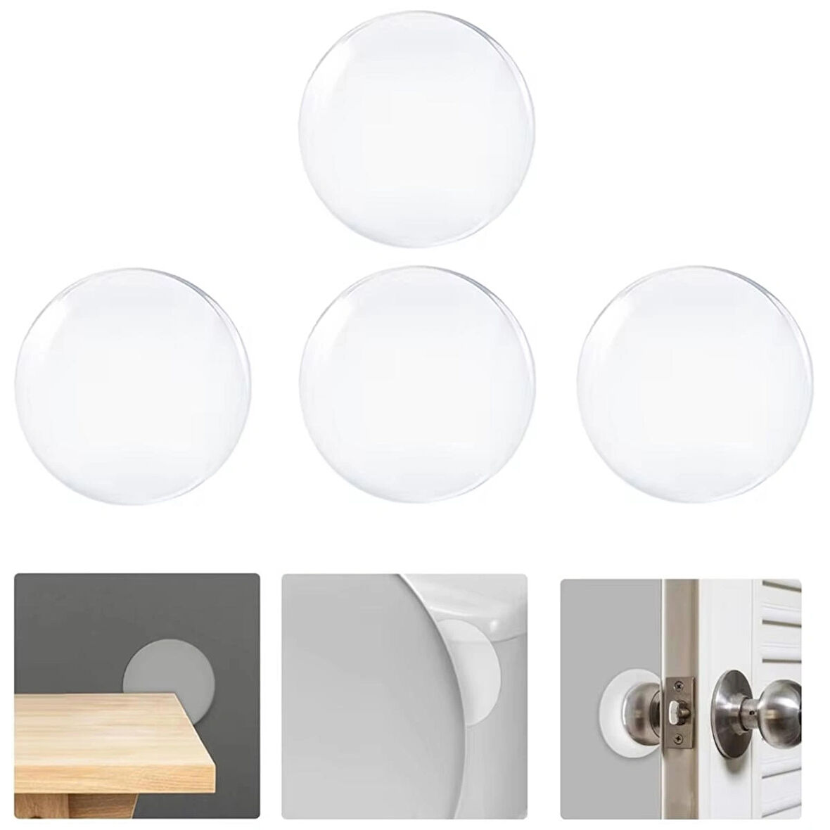 Microcase Darbe Önleyici Yapışkanlı Silikon Kapı Kolu Stoperi Tamponu Yuvarlak Tasarım - ŞEFFAF AL5006 4 Adet