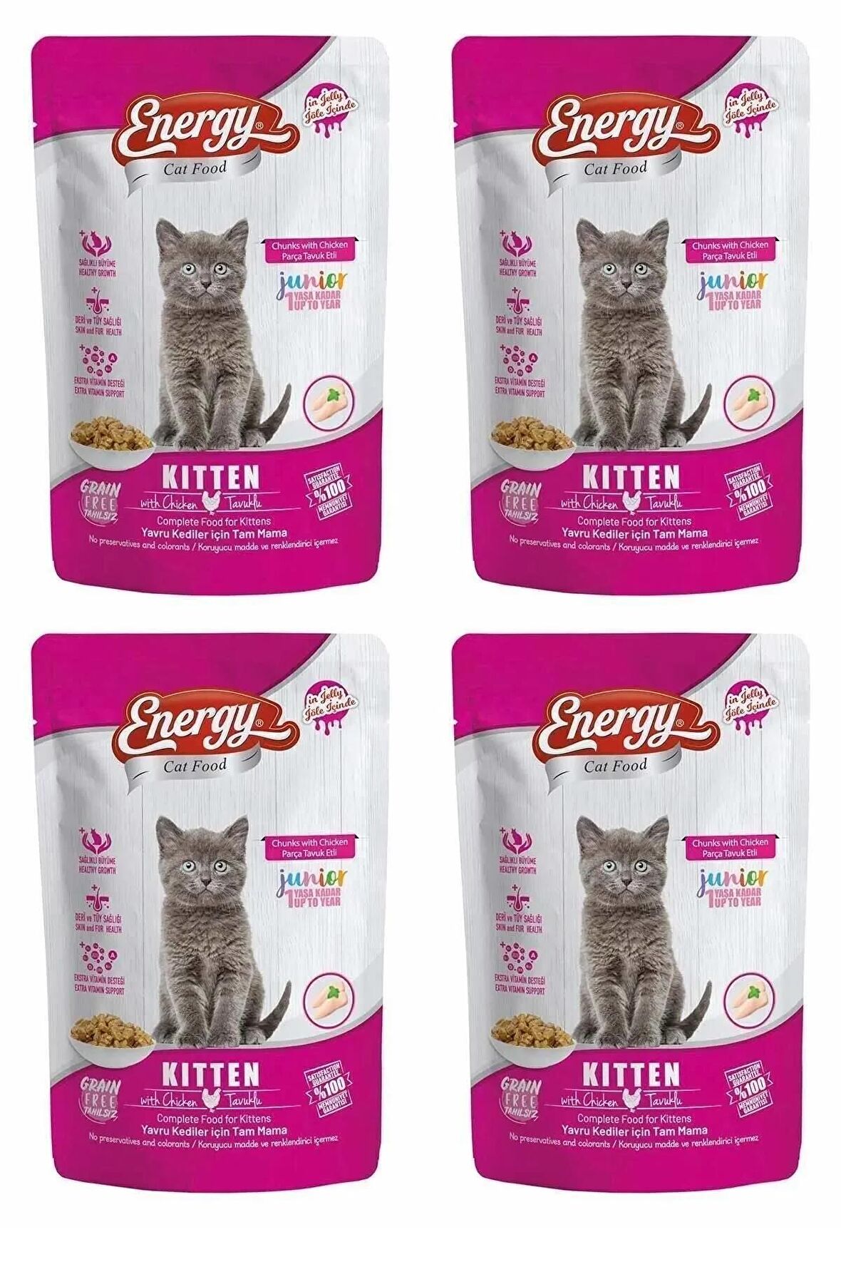Energy Tavuklu Yavru Yaş Pouch Kedi Maması 85 G - 4 Adet