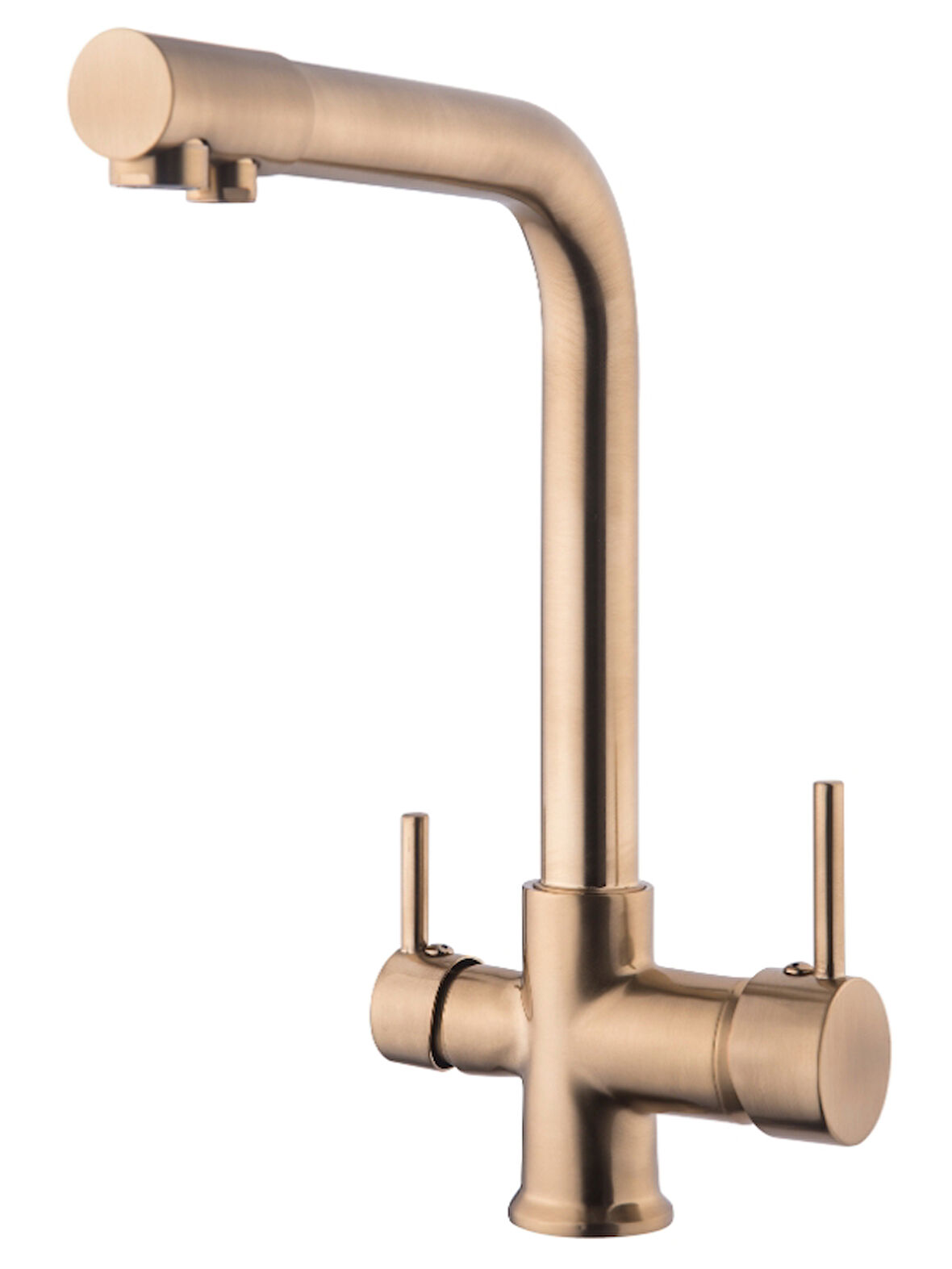 L Boru Arıtmalı Mutfak Evye Bataryası Mat Gold