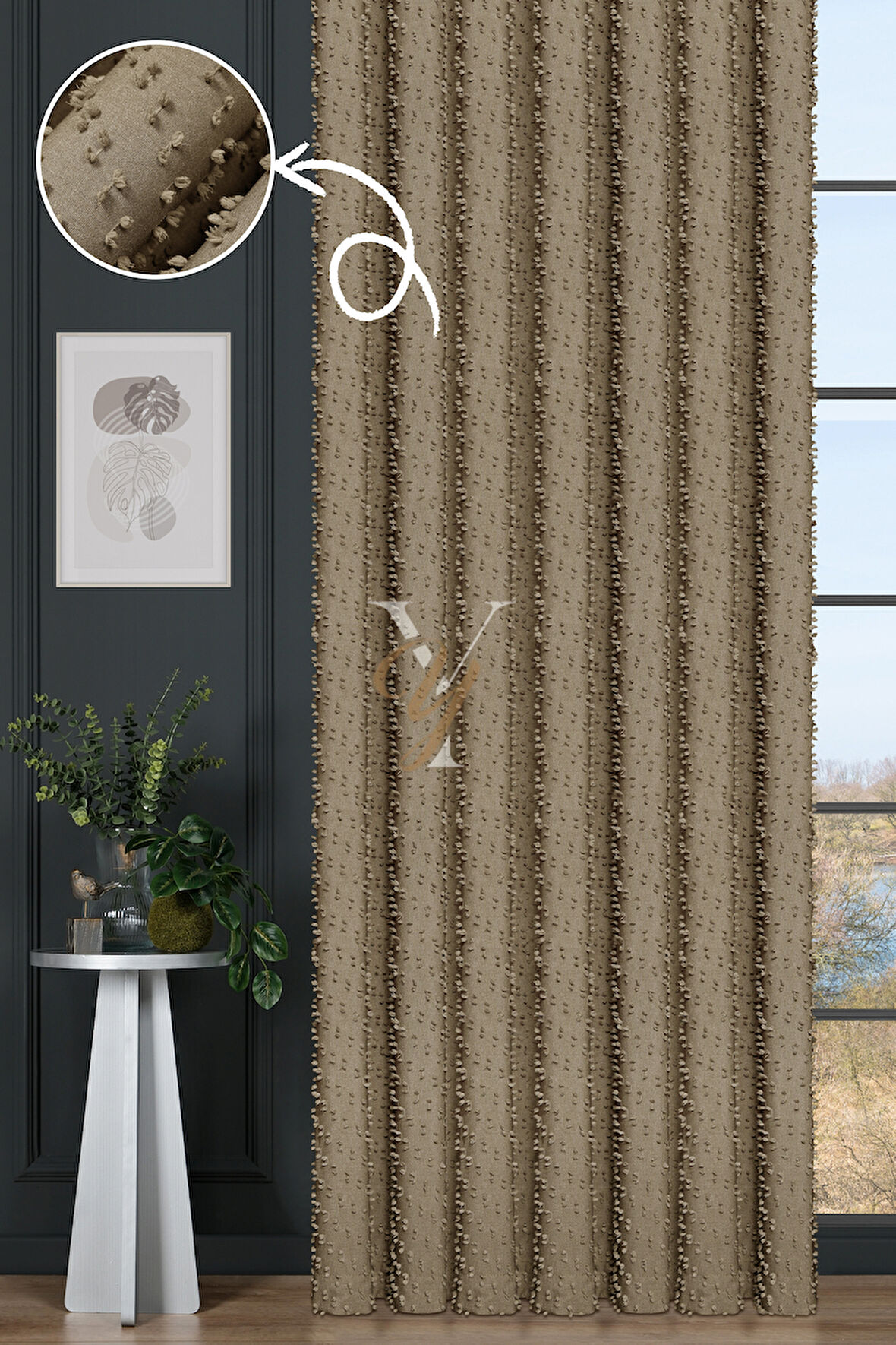 Linda Fon Perde V-6002 Sütlü Kahve