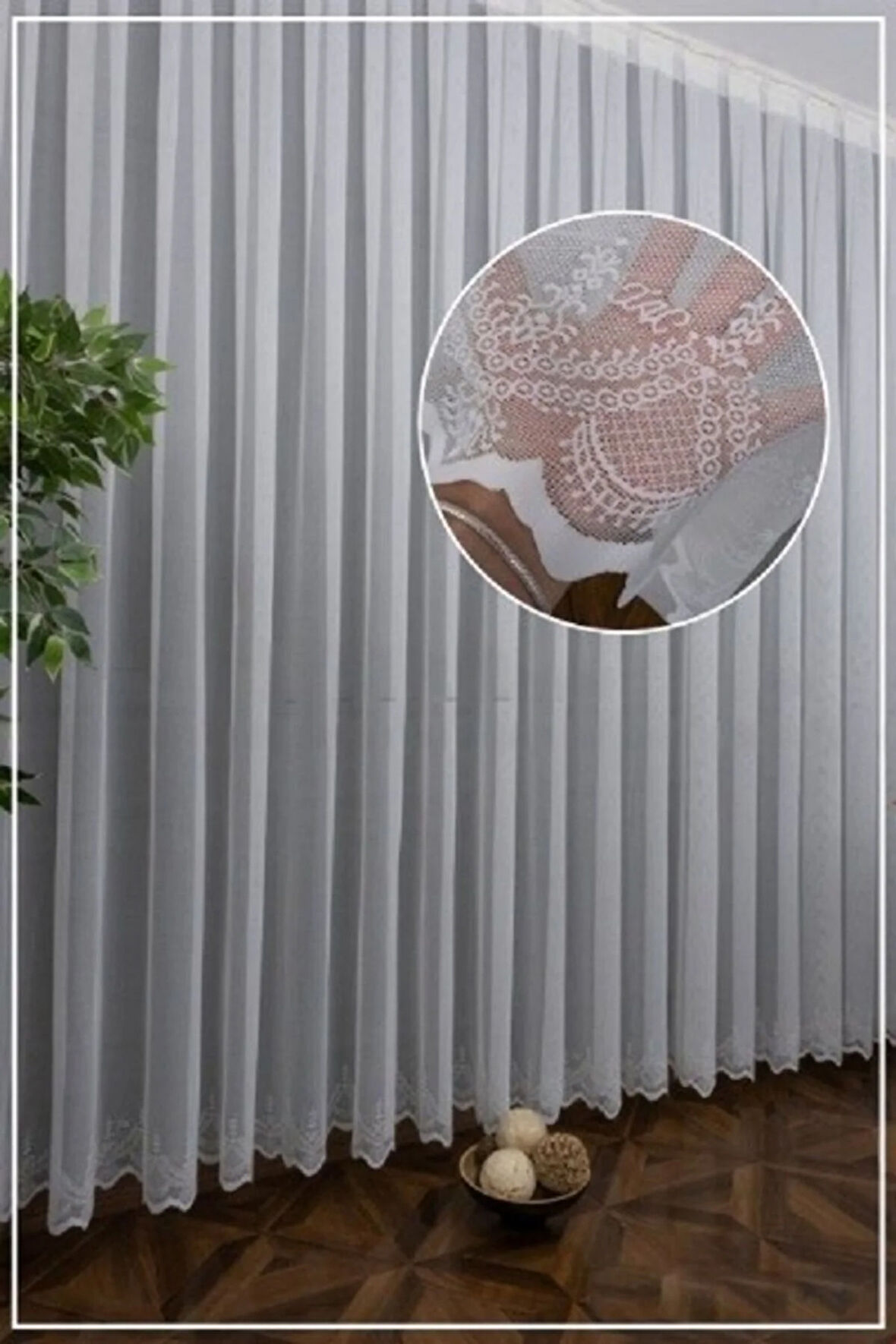 Farbateks Dikim Yeni Düz Sade Moda Tasarım Etek Işlemeli Ütü Istemez 3Kat Pileli Tül Perde