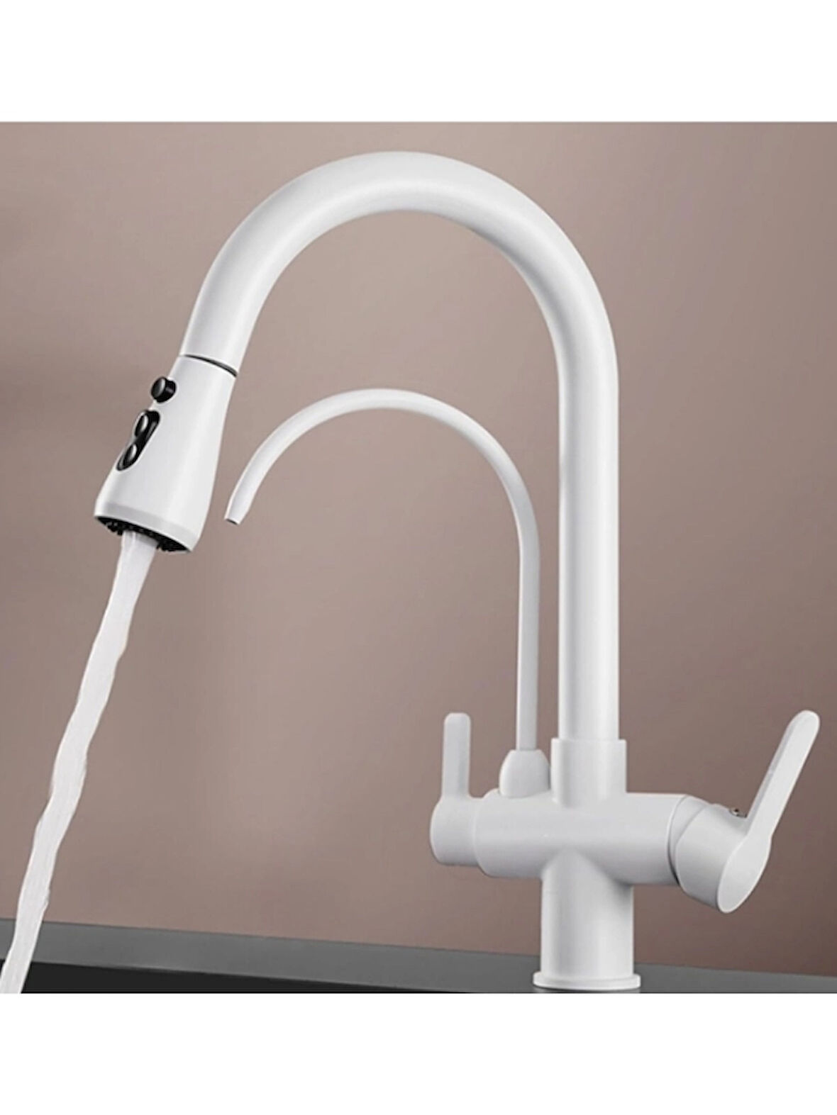 Spiralli Arıtmalı Mutfak Bataryası Beyaz