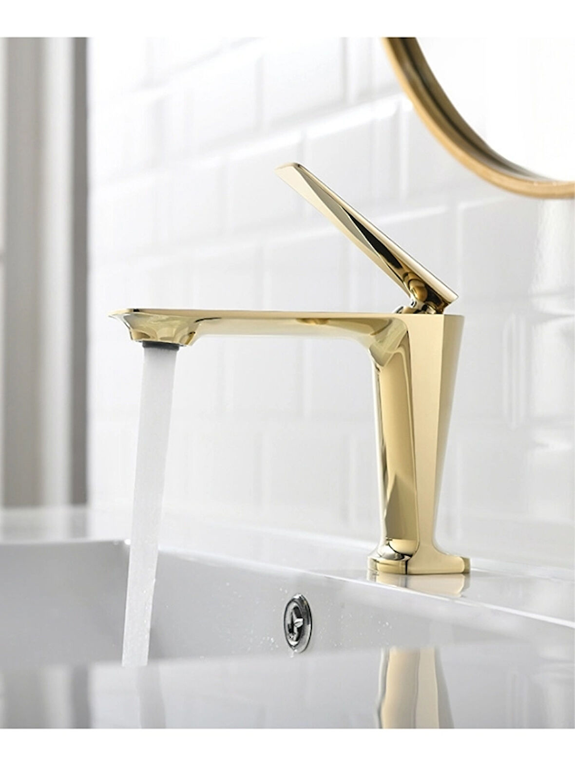 Lüks Tasarım Lavabo Bataryası Gold