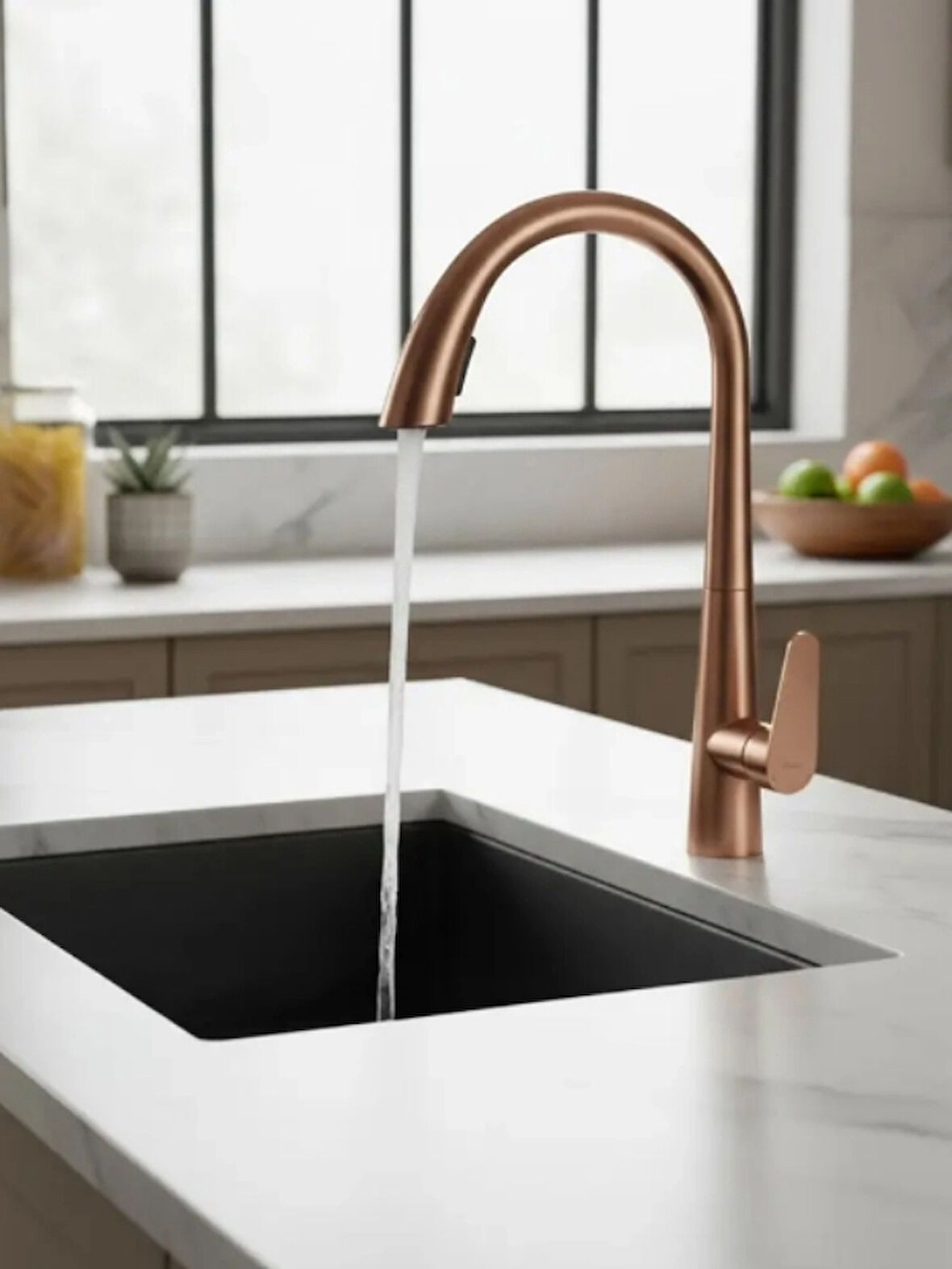 Gizli Spiralli Mutfak  Evye Bataryası Rose