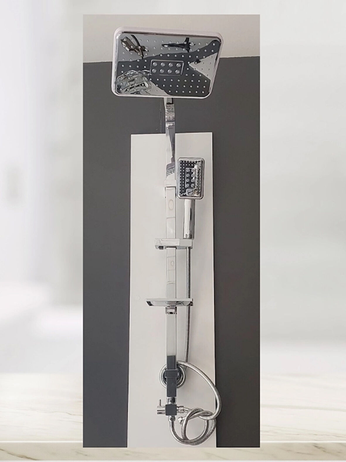 Kare Boru Robot Duş Seti Krom