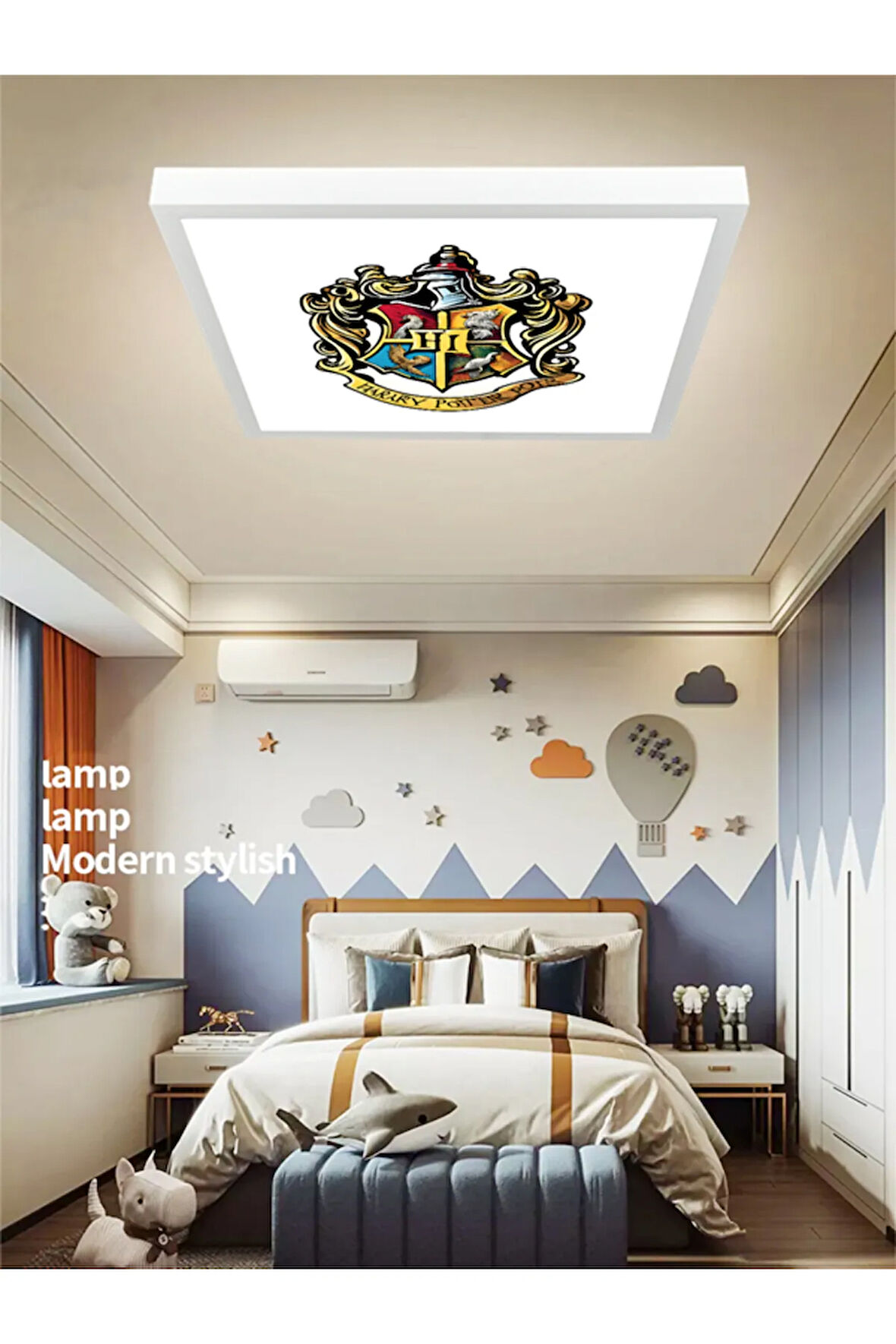 Harry Potter Logo  Avize, 60x60 kare modern çocuk odası avize, 60watt, led ışık, tavan lambası, YENİ