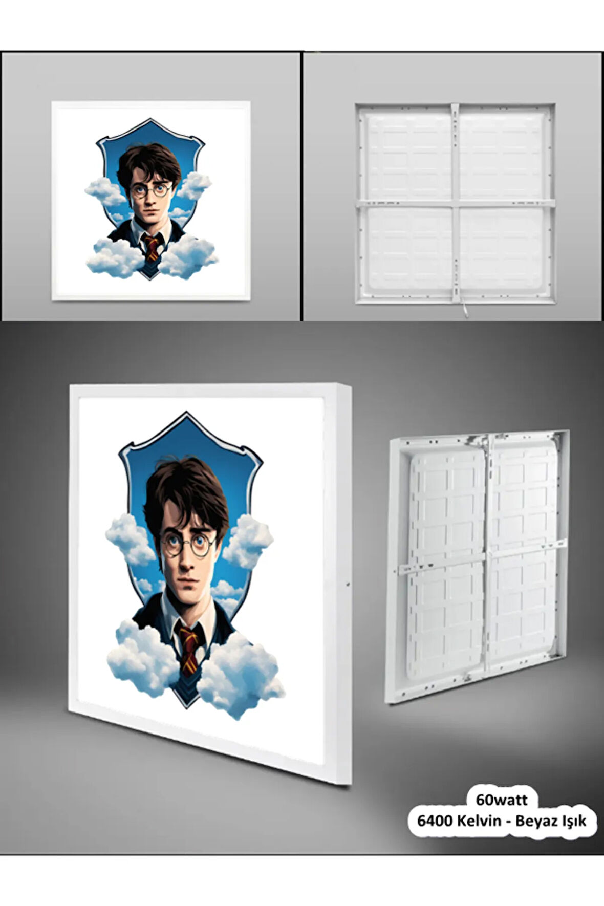 Çocuk Odası Harry Potter Avize, 60X60 Kare, ledli tavan lambası, Ev için modern avize, 60watt, beyaz