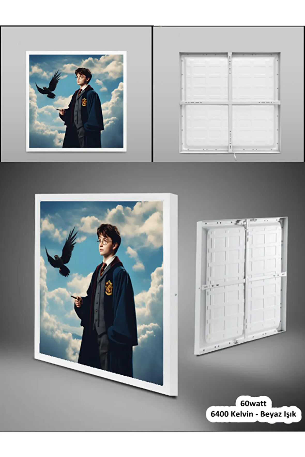 Erkek Çocuk Odası Avize, Harry Potter Led Avize, 60x60 kare, 60watt, güçlü ışık, modern led lamba,