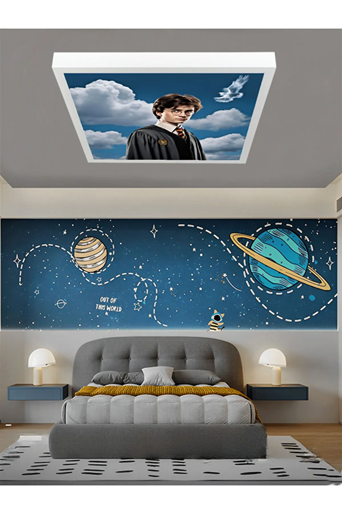 Harry Potter Avize, 60X60 LED-60WATT- ÇOCUK ODASI TAVAN LAMBASI, MODERN YENİ TAVAN AVİZE, Beyaz ışık