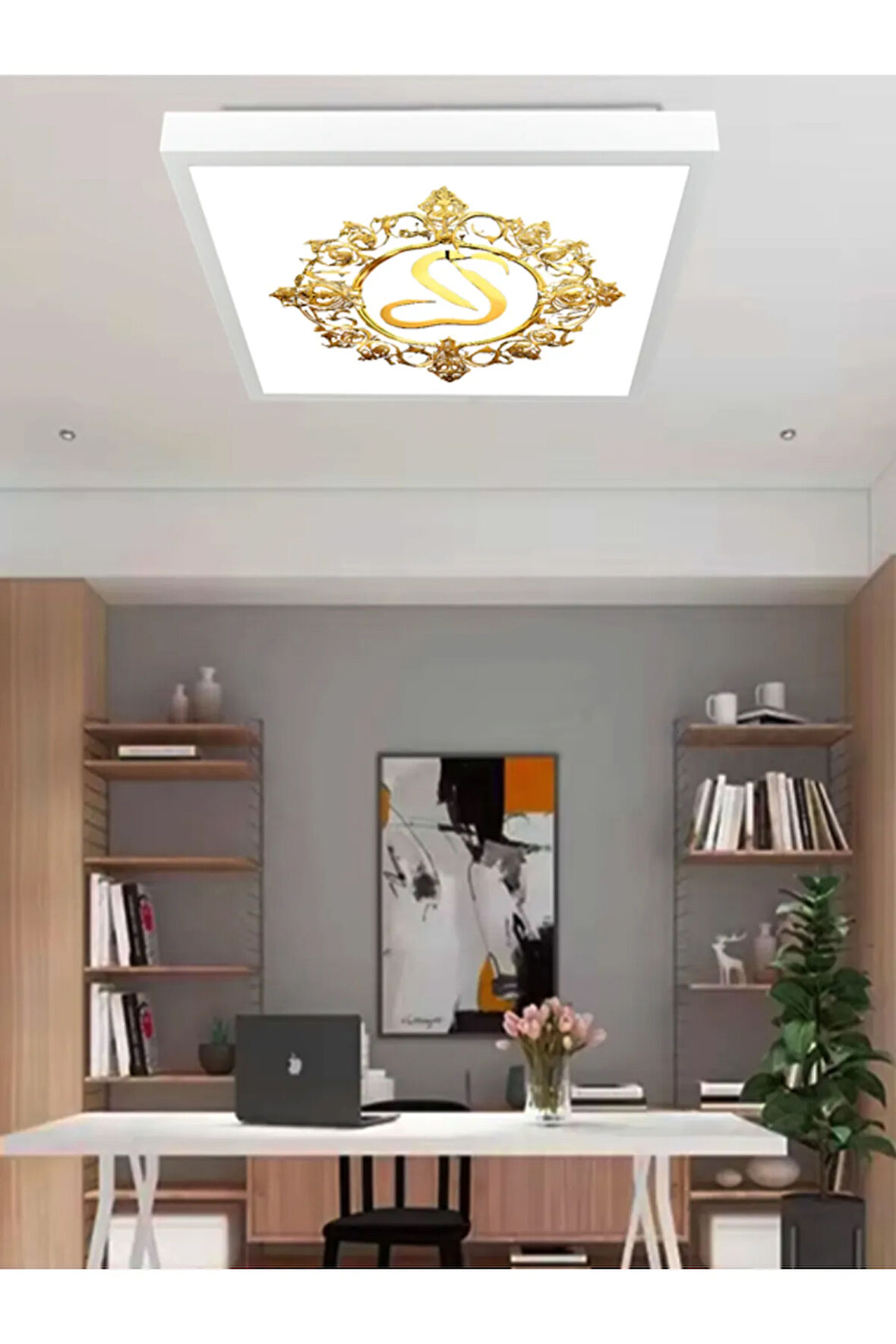 Gold Desenli Kare 60watt led aydınlatma, Yeni mesil modern led avize, Güçlü ışık tasarruflu lamba