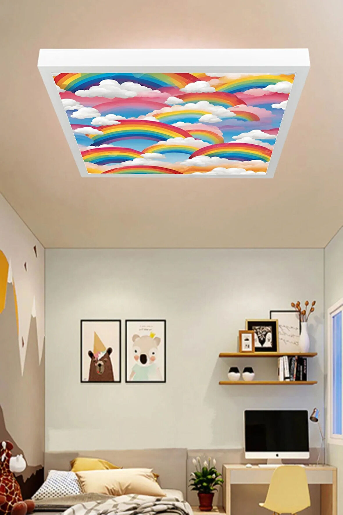 Modern Çocuk Odası Led Lamba, 60Watt göz yormayan ışık gücü, özel yapay zeka tasarımlı avize, 60x60