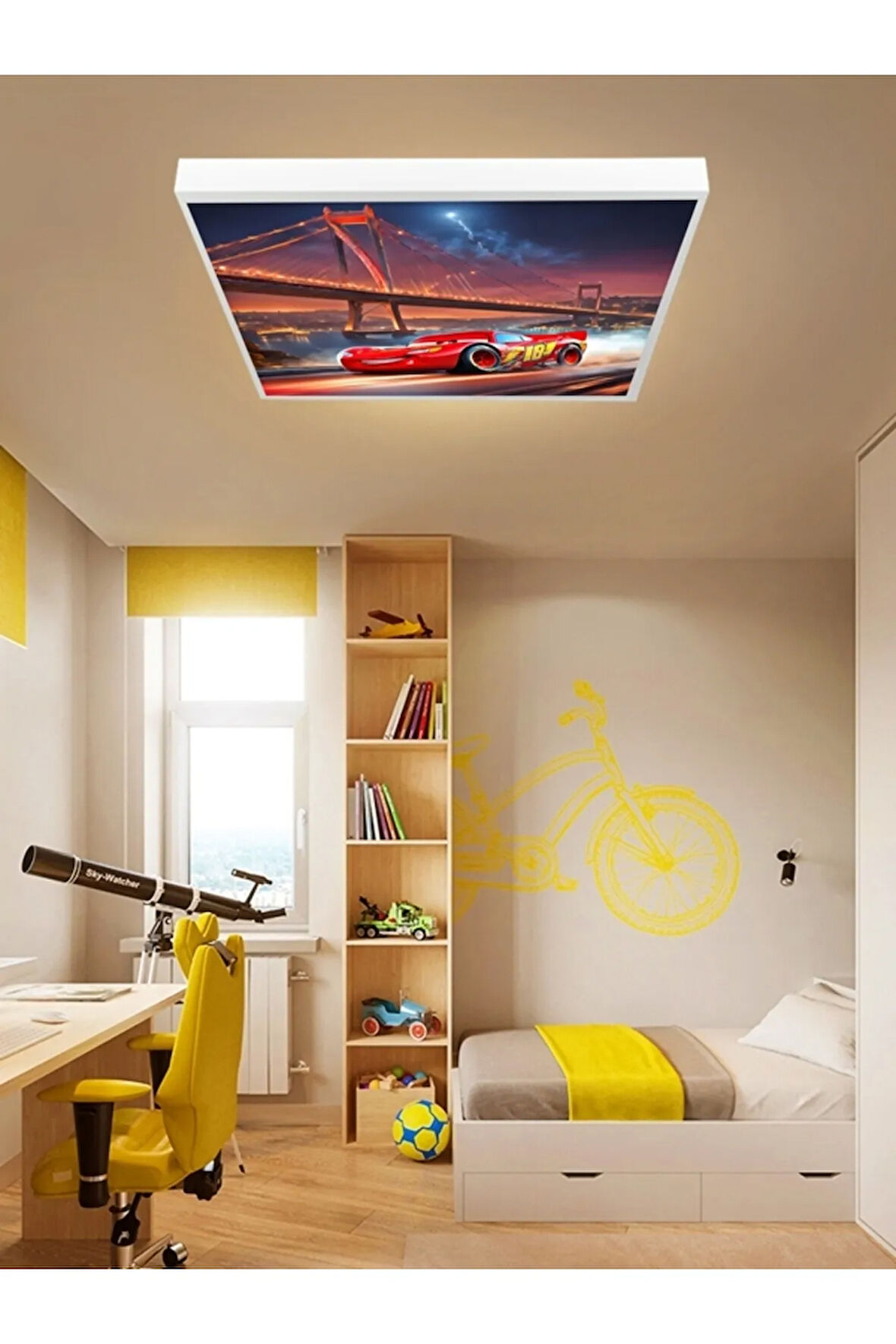 Şimşek Mcqueen Avize, 60x60 Çocuk Odası Avize,60watt, Yapay Zeka Tasarım Avize, Mcqueen İstanbul