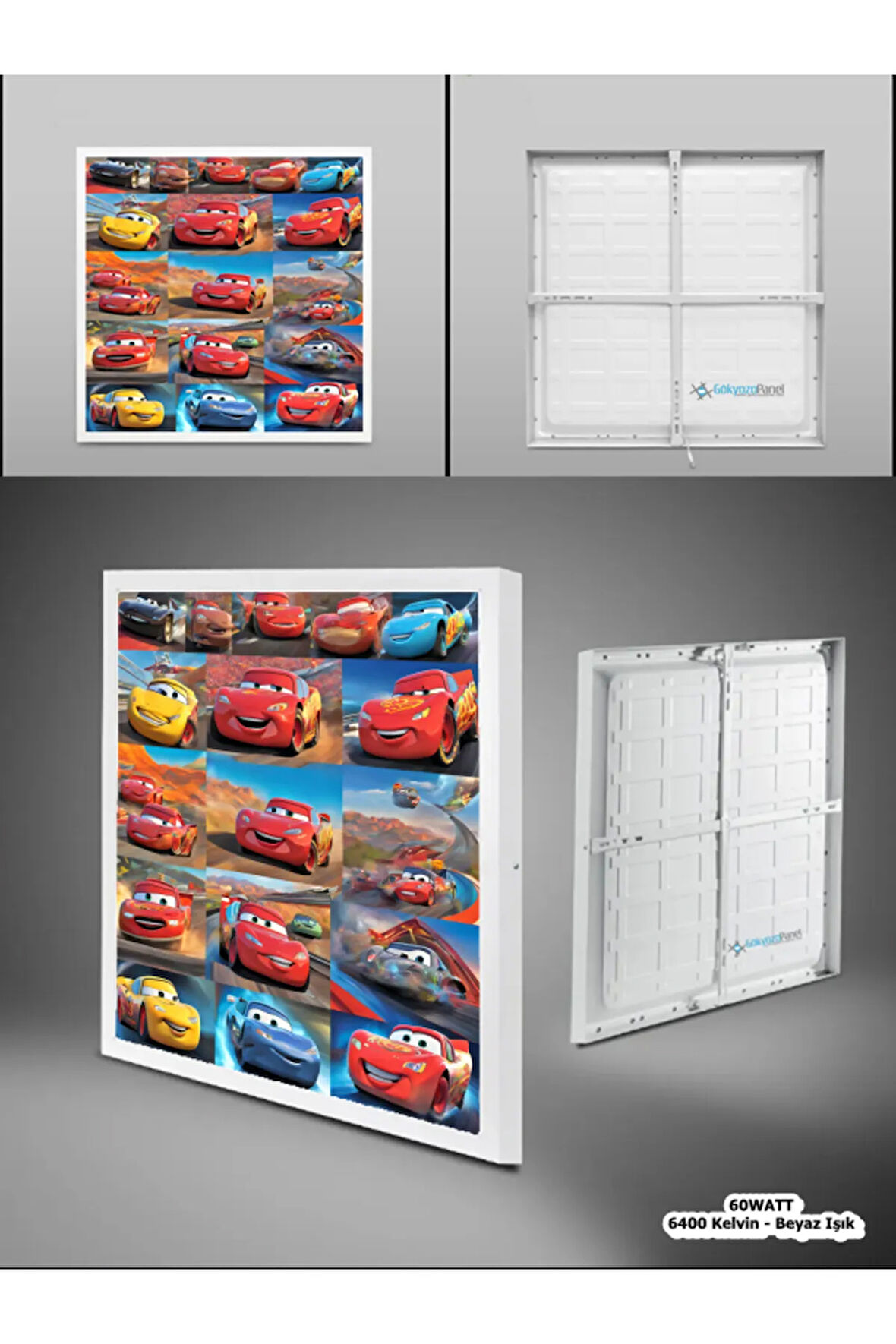 Şimşek Mcqueen Avize, 60x60 Çocuk Odası Avize, 60watt, estetik kare, Yapay Zeka Tasarım Avize,Galeri