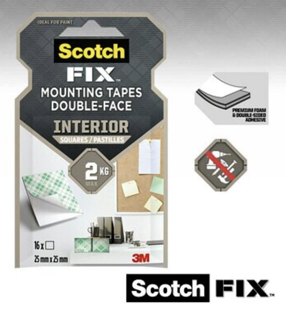 3M SCOTCH FIX 4496G-ST16-P İÇ MONT.KARE.25MM*25MM