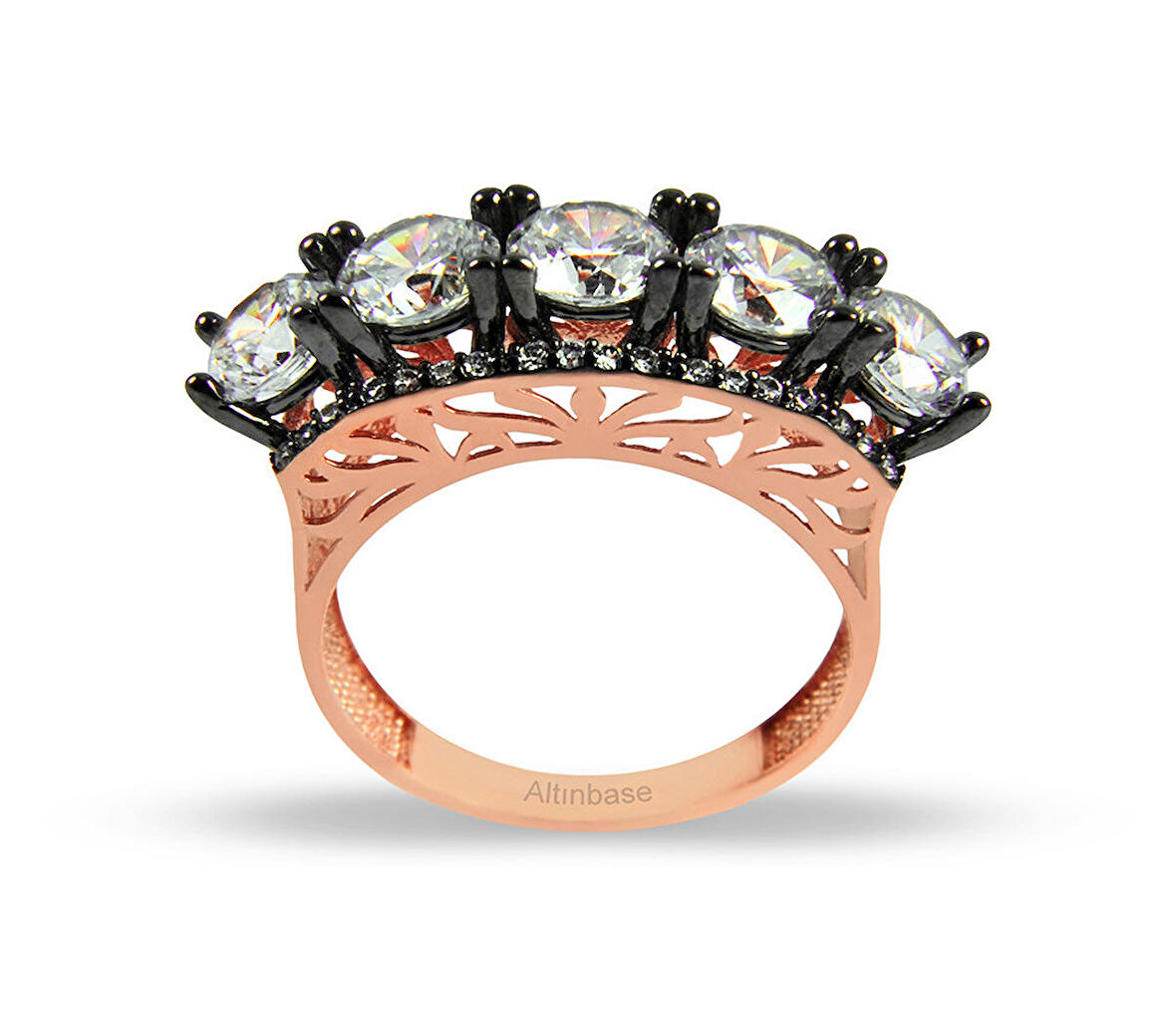 14 Ayar Rose Altın Beştaş Yüzük