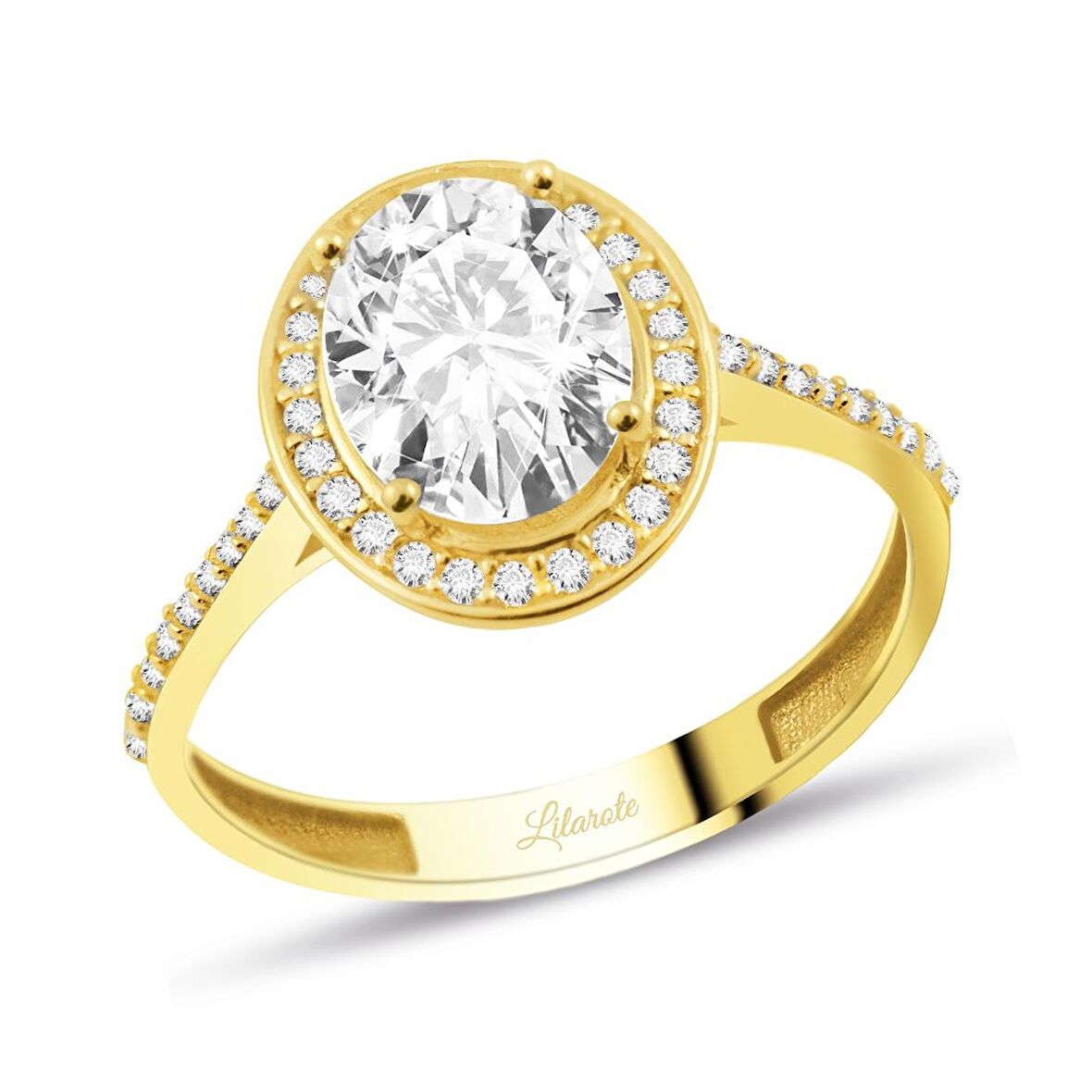 Tektaş Altın Yüzük Oval Kesim 14 Ayar