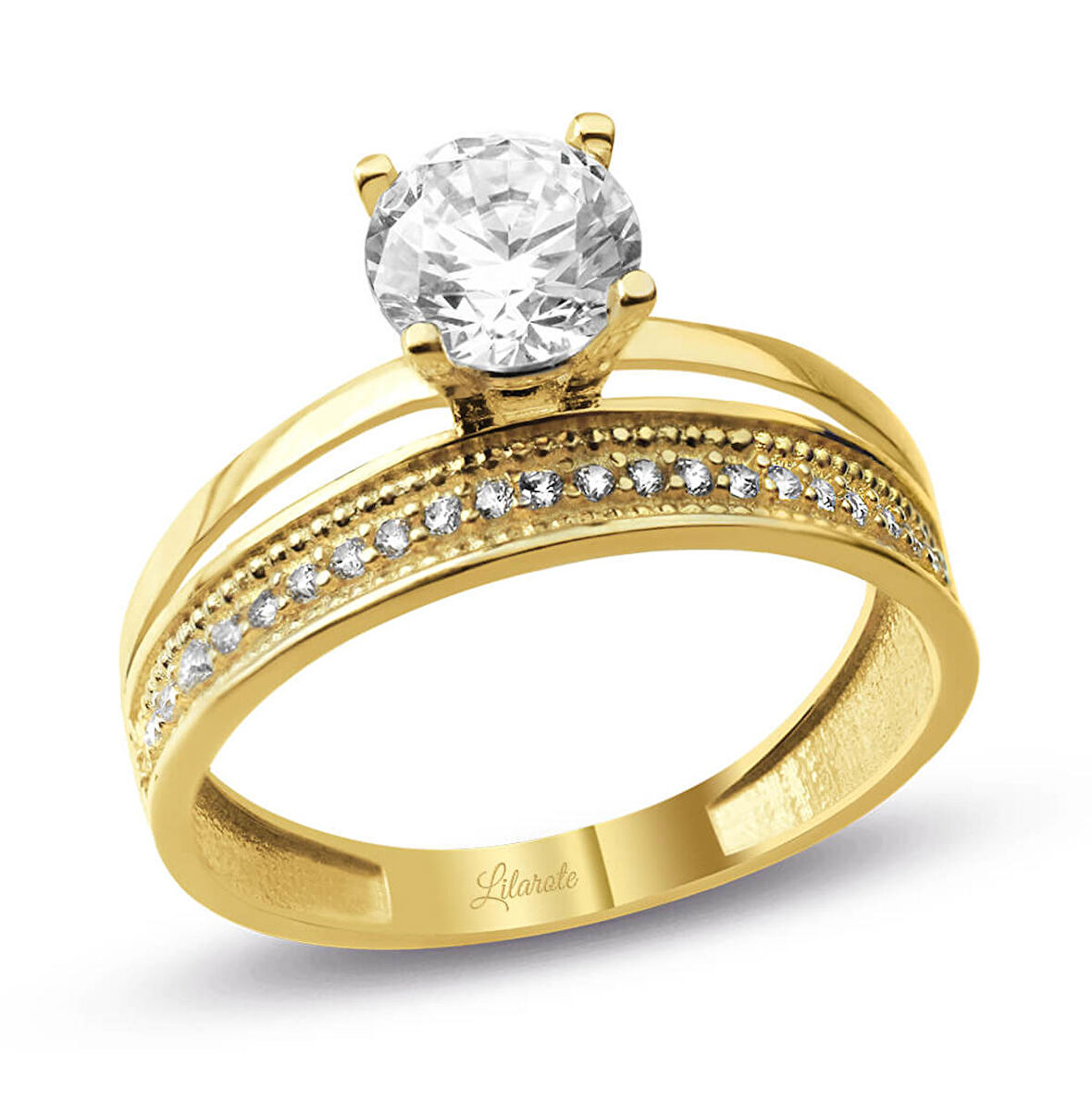 Tek Sıra Tırnaklı Tamturlu Tektaş Yüzük