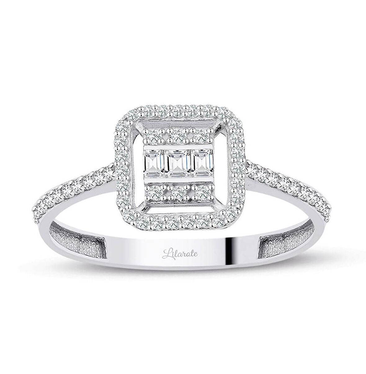 Baget Montürlü Beyaz Altın Yüzük