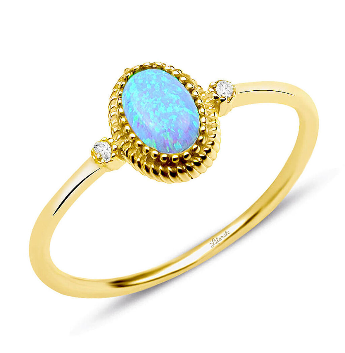 Mavi Opal Taşlı Oval Trend Yüzük