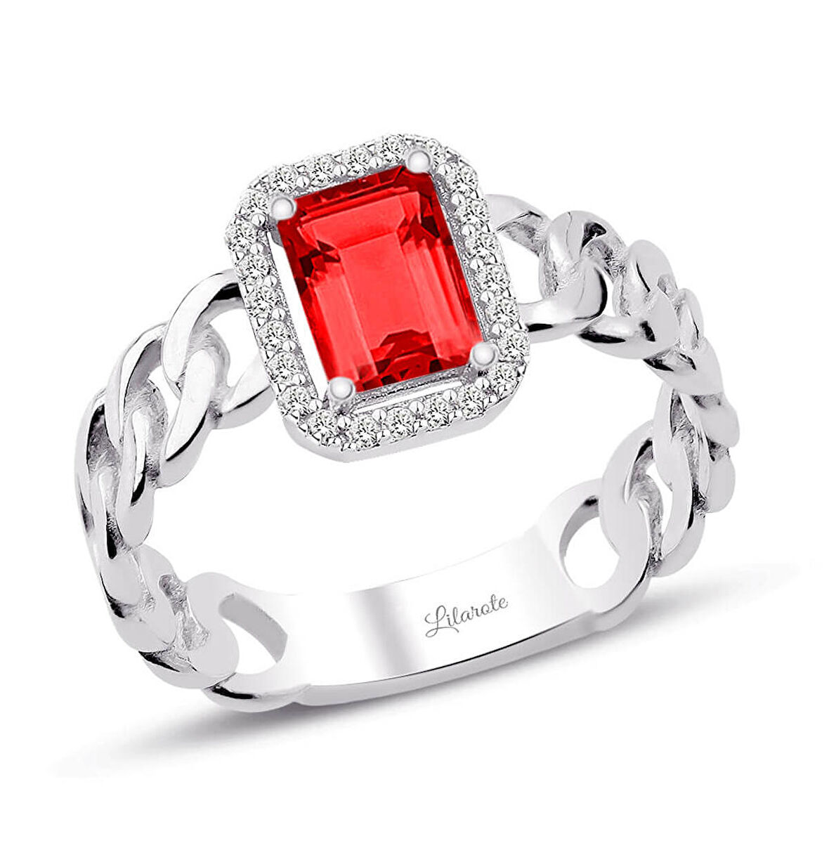 İtalyan Tasarım Halkalı Yakut Taşlı Baget Yüzük