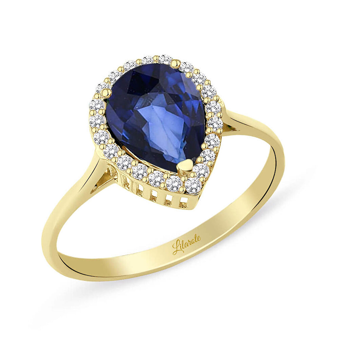 Damla Safir Altın Yüzük