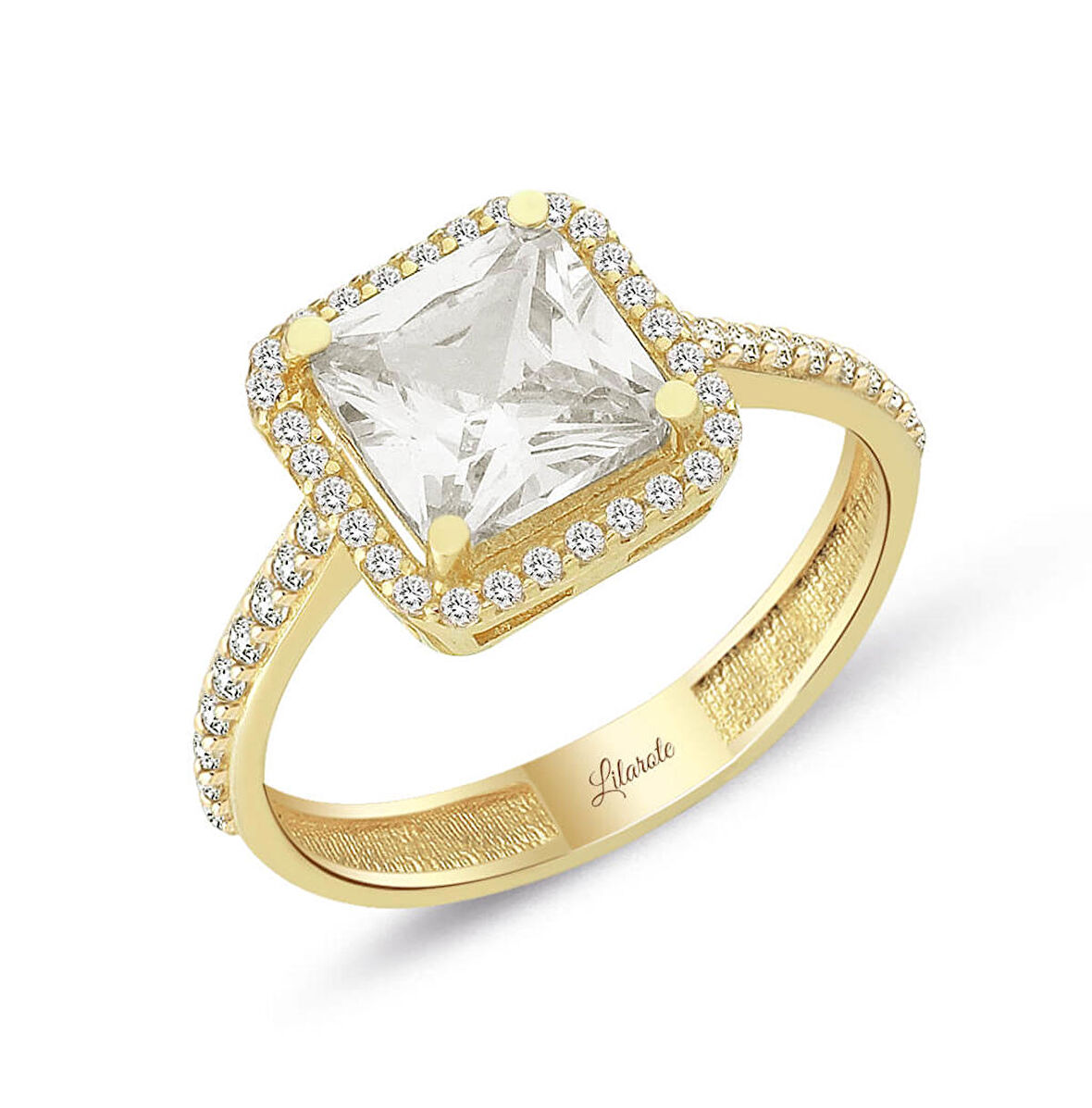 Kare Taşlı Altın Yüzük