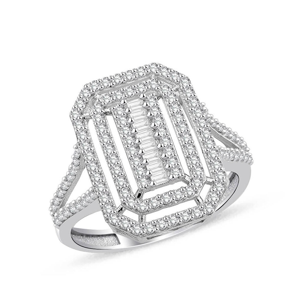 Çift Sıra Sekiz Bagetli İki Kol Altın Yüzük