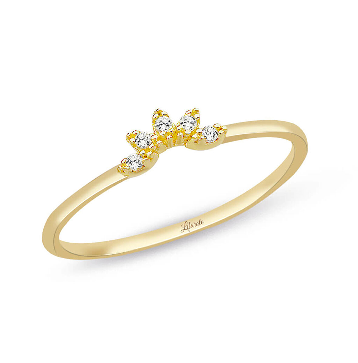 Taç Motifli Minimal Altın Yüzük