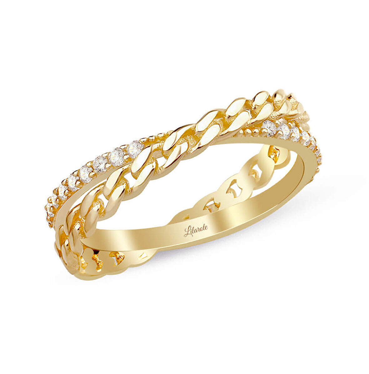 Halkalı Taşlı Modelli Altın Yüzük