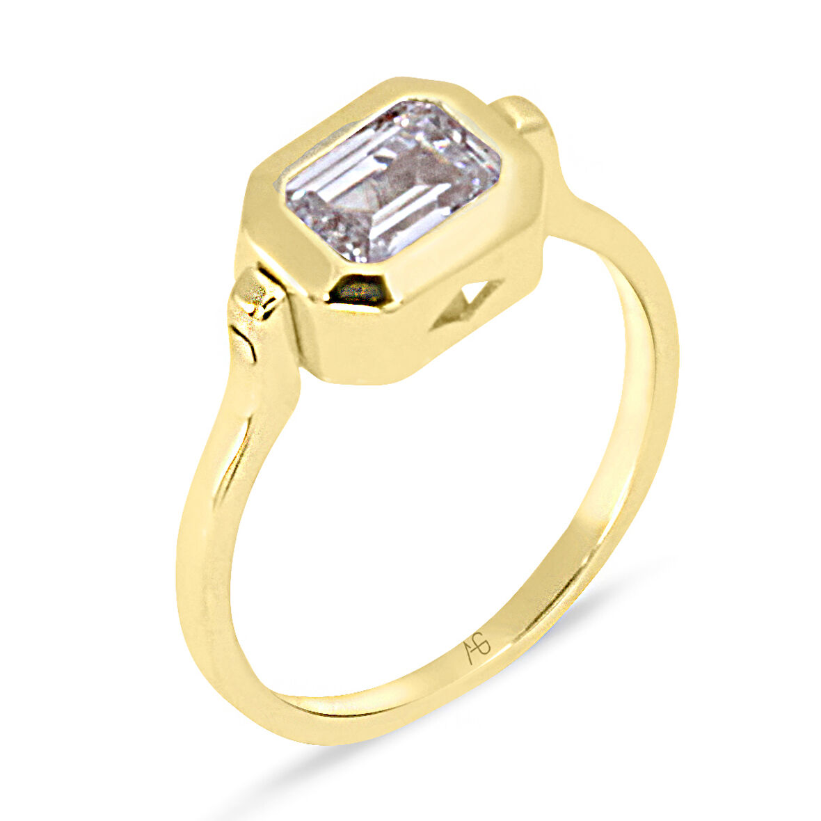 Altın  Baget Taşlı Spor Yüzük (YZK0123)