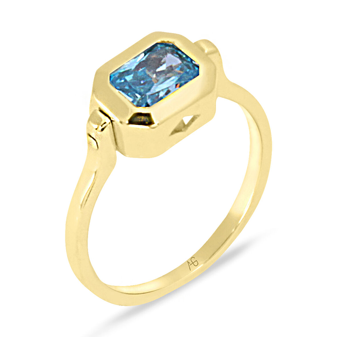 Altın Auqa Marine Taşlı Yüzük (YZK0126)