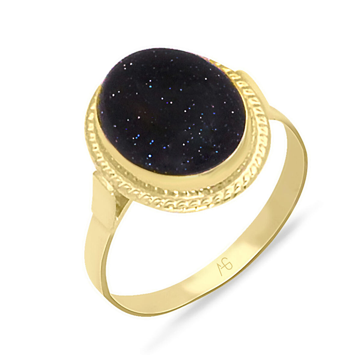 Simli Onix Taşlı Altın Nostalji Yüzük (YZK0217)