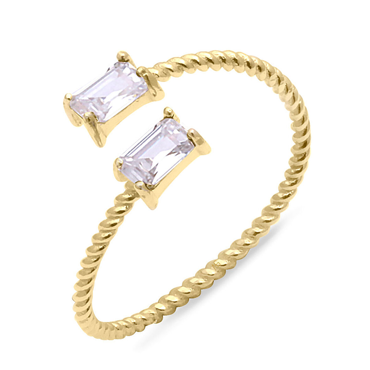 Altın 14 Ayar Baget  Taşlı Yüzük (YZK0237)