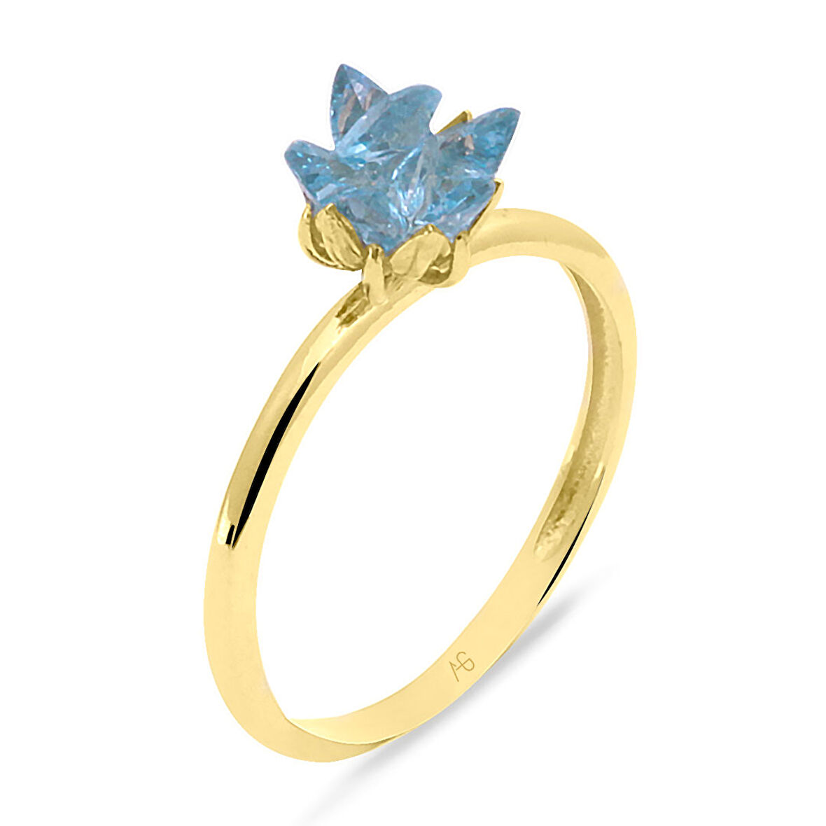 Altın Mavi Lotus Çiçeği Yüzük (YZK0259)