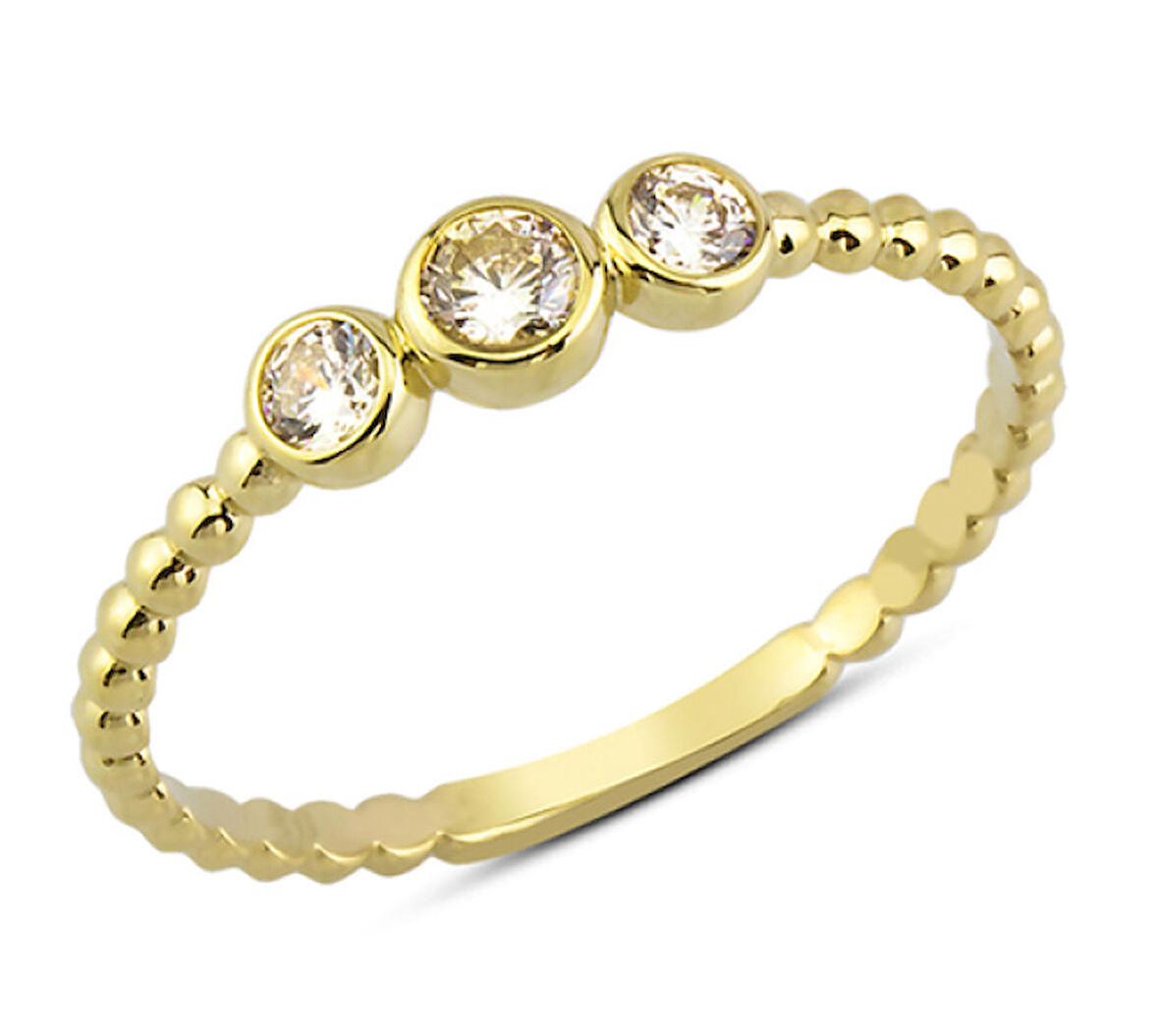 14 Ayar Altın Üç Taşlı Yüzük YZK031