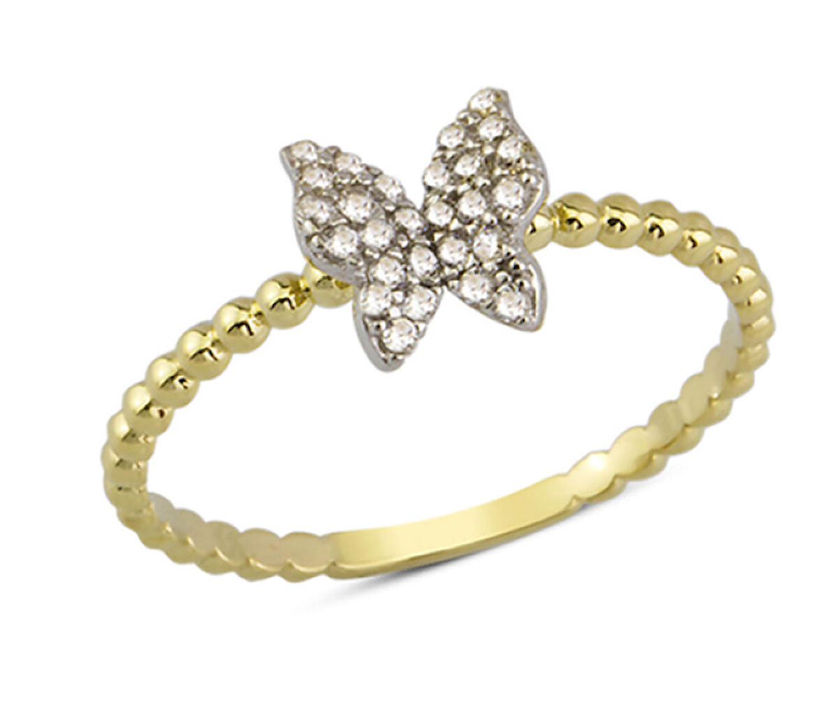 14 Ayar Altın Kelebek Taşlı Yüzük YZK035