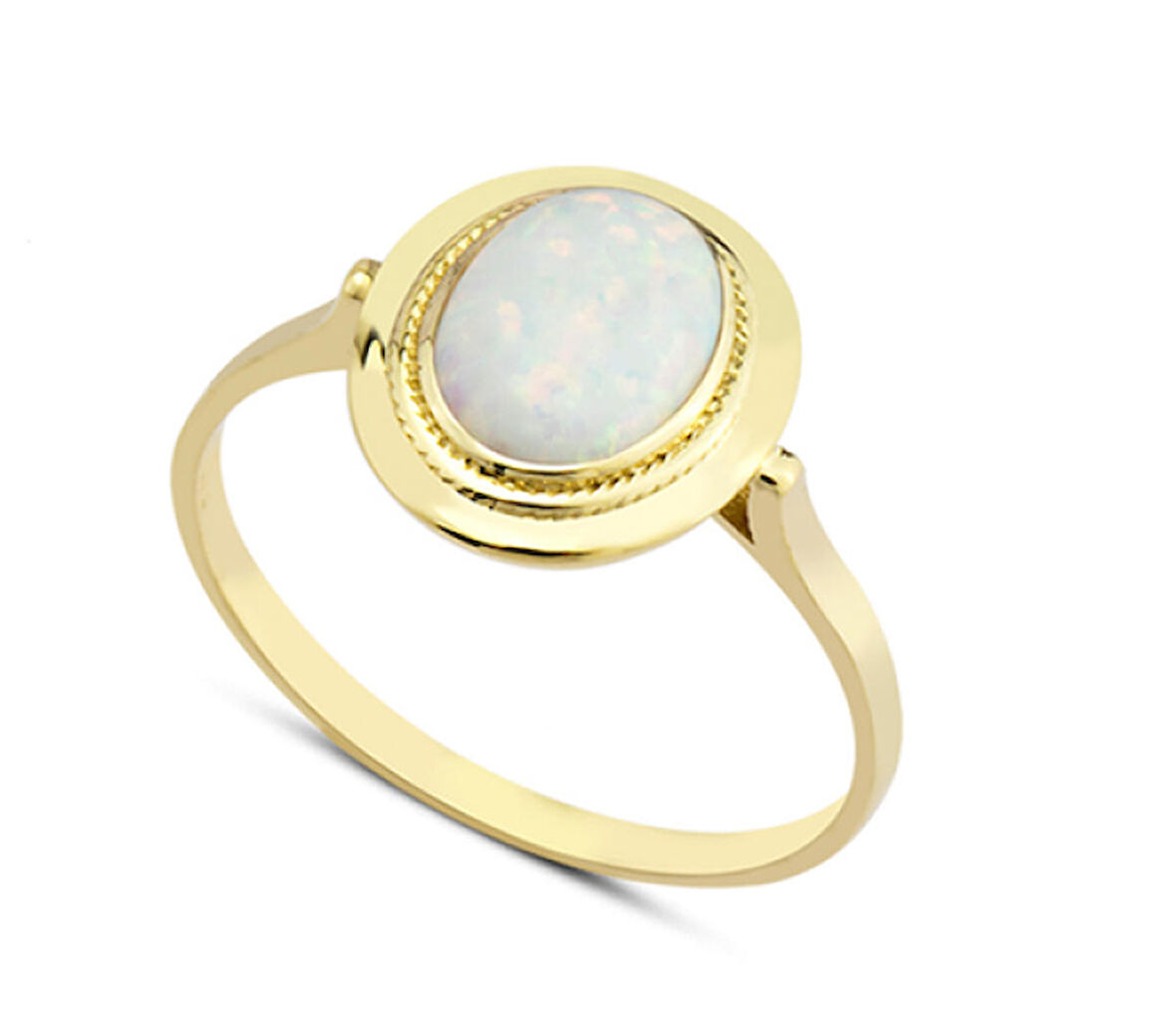 14 Ayar Altın Beyaz Taşlı Çerçeveli Yüzük YZK057A