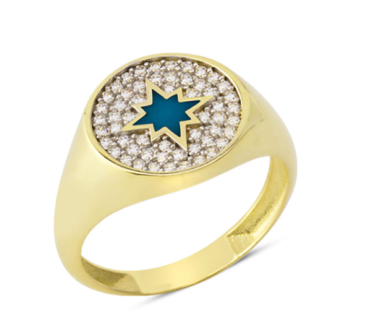 14 Ayar Altın Mavi Kutup Yıldızı Yüzük YZK094B
