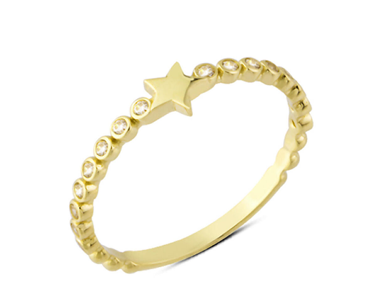 14 Ayar Altın Yıldız Model Taşlı Yüzük YZK136