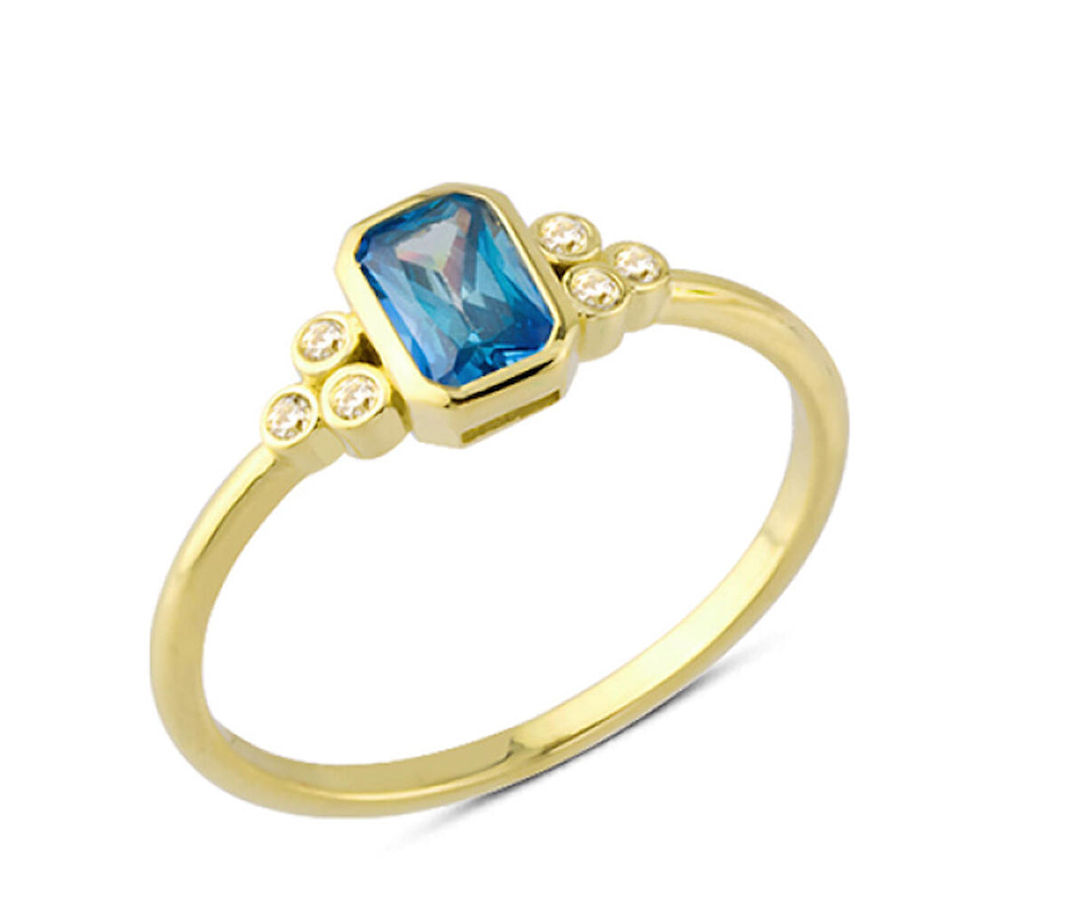 14 Ayar Altın Mavi Baget Yüzük YZK145