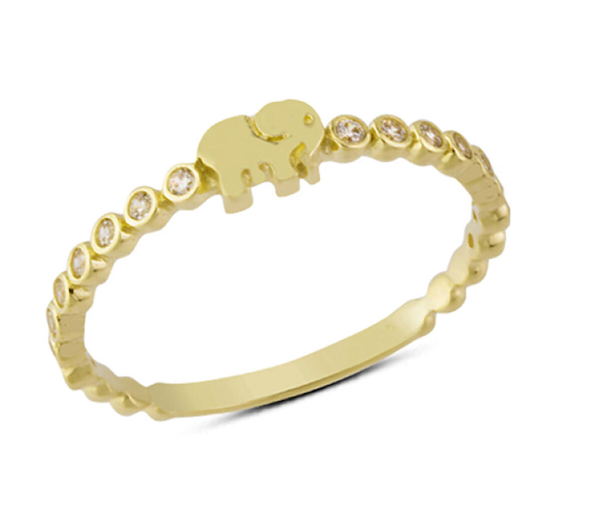 14 Ayar Altın Mini Taşlı Fil Yüzük YZK148