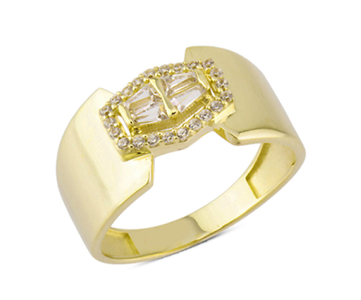 14 Ayar Altın Tasarım Detaylı Yüzük YZK154