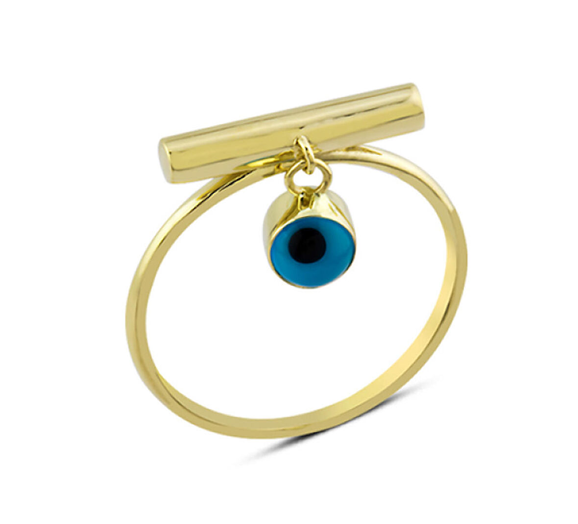 Harem Altın 14 Ayar Altın Sallantılı Göz Boncuğu Yüzük YZK187