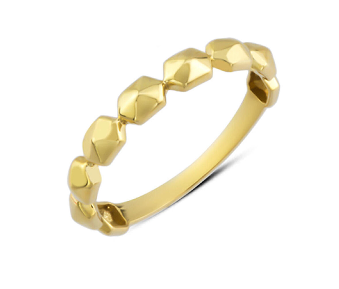 14 Ayar Altın Taşsız Altıgen Yüzük YZK199