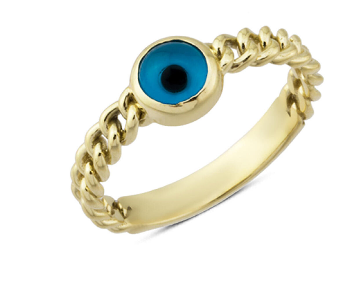 14 Ayar Altın Göz Boncuğu Yüzük YZK210