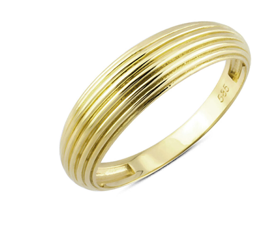 14 Ayar Altın Taşsız Çizgili Yüzük YZK211