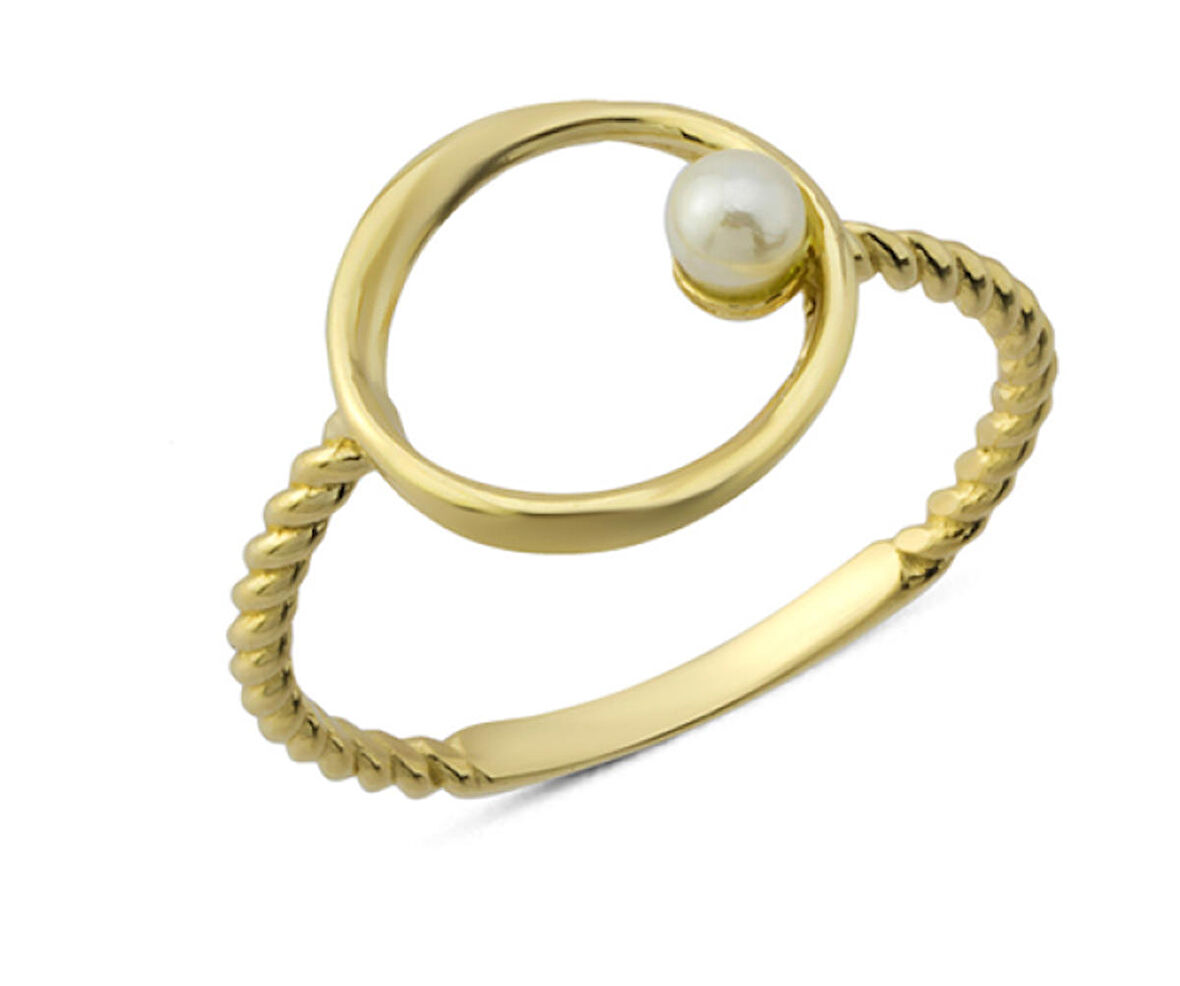 Harem Altın 14 Ayar Altın Mini İncili Yüzük YZK226