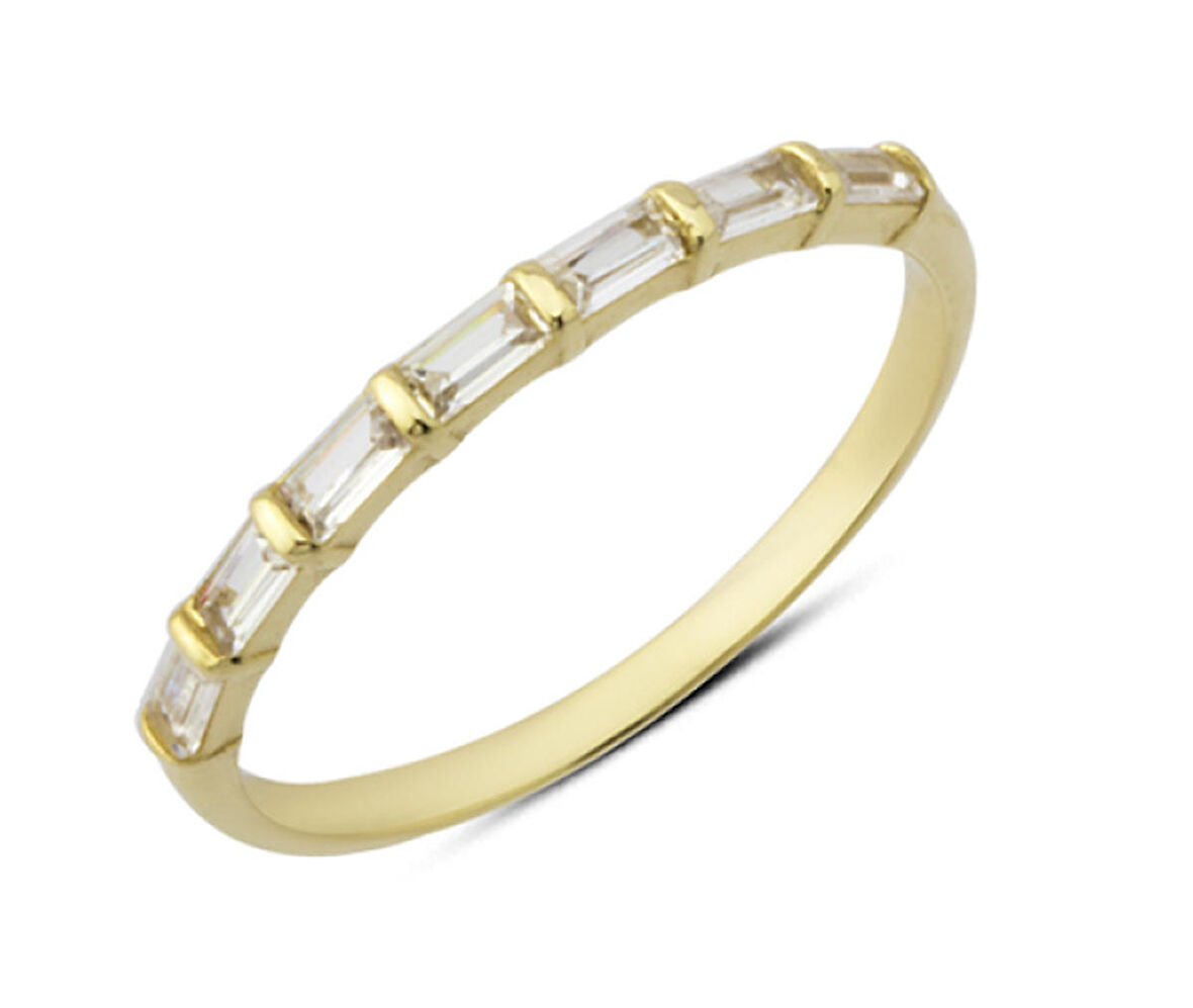 14 Ayar Altın Yarım Tur Baget Yüzük YZK236