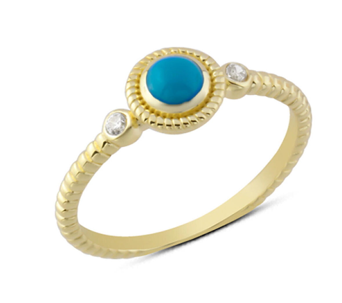 14 Ayar Altın Sıvamalı Mavi Taşlı Yüzük YZK273